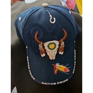 Native Pride Indian Buffalo Skull Dreamcatcher Shadow Polyester Black Cap New